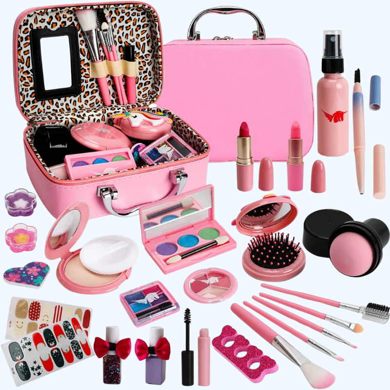 Kids Wasbare Make-up Set | Echte Make-up Set voor Meisjes 4-10 Jaar | Prinsessen Verkleden Speelgoed | Kerst Verjaardag Cadeau