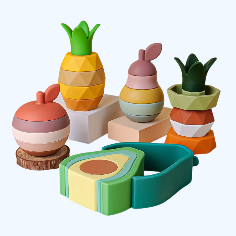 Siliconen Stapel Speelgoed | BPA-vrije Baby Bouwblokken | Bijtspeeltjes & Educatief Cadeau voor Halloween, Kerst & Thanksgiving