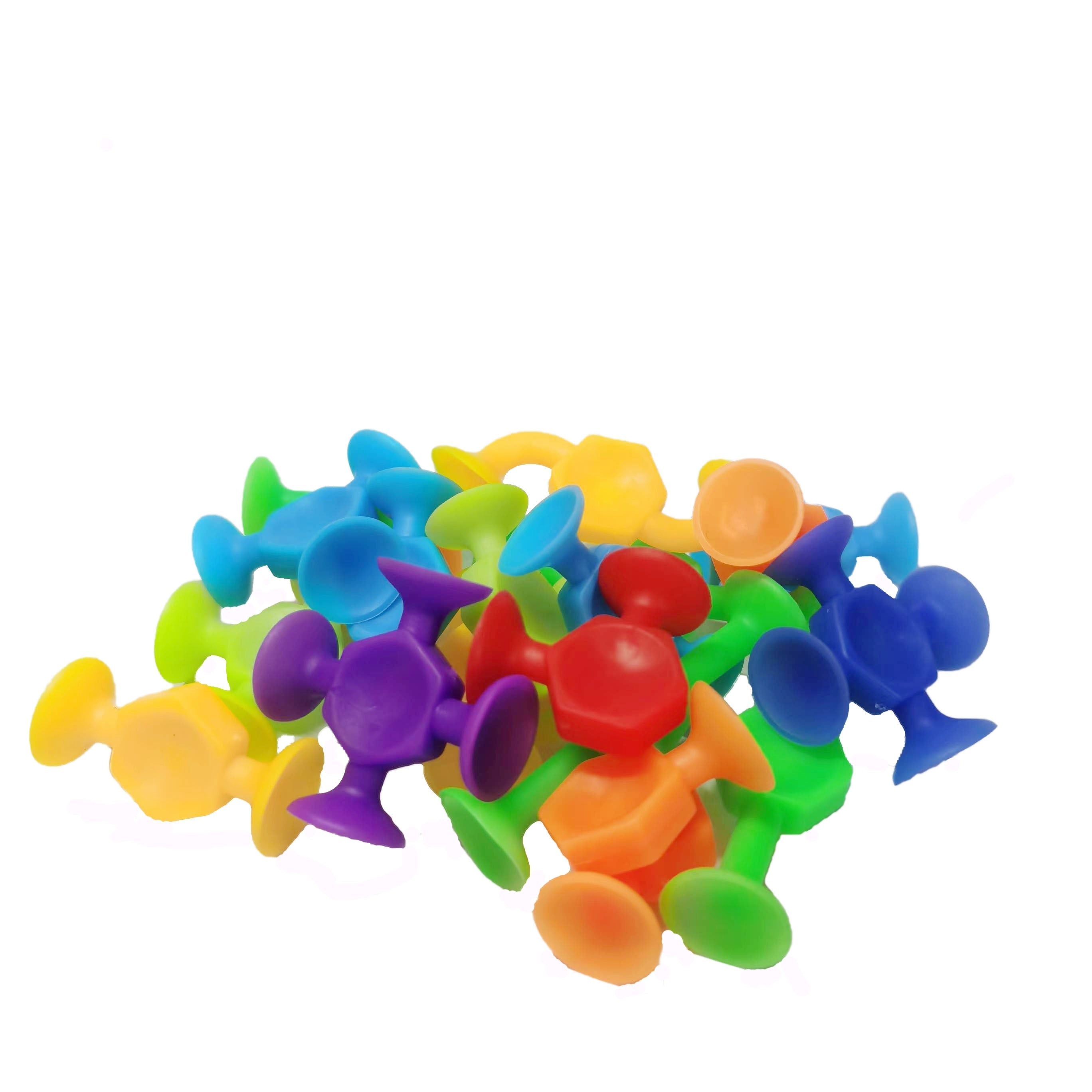 Zuignap Speelset met 18/48 Stuks | Zachte Siliconen Bouwblokken in Eierdoos, Sensorisch Fidget Speelgoed, Ideaal voor Reizen & Vakantie