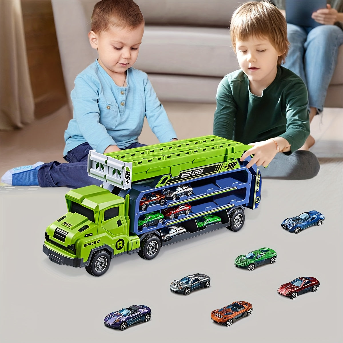 3-in-1 Transformeerbare Auto Speelset | Met Raketlanceerder, Inertiaal Slide & Vouwbare Vrachtwagen | STEM Educatief Speelgoed voor 3+ Jaar | Inclusief Metaalauto's