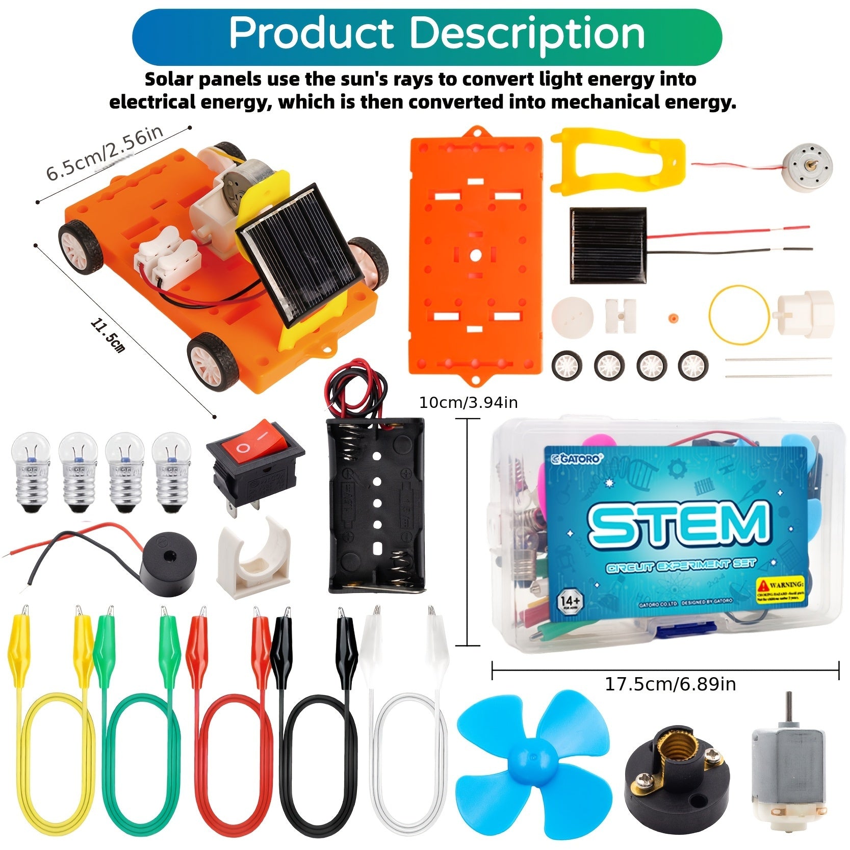 STEM Wetenschap Zonne-Energie Bouwpakket | Educatief Solar Experiment met Motor, Licht & Buzzer – Projectset voor Kinderen