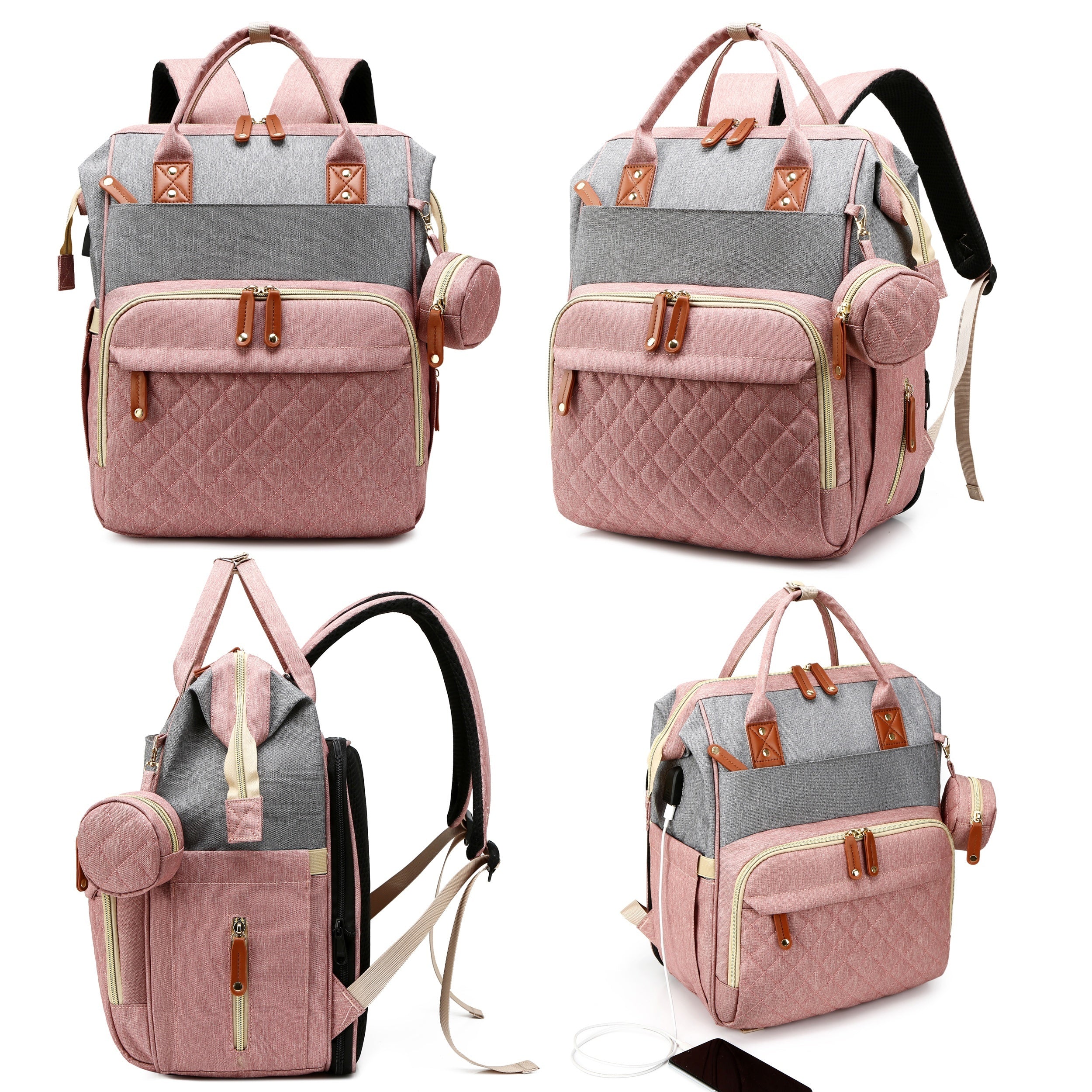 Grote Multifunctionele Waterdichte Luiertas | Trendy Tas met Verschoonstation, Reistas Rugzak