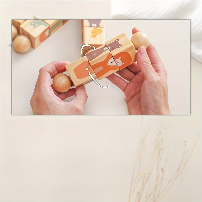 Houten Draaibare Dieren Puzzel | Educatief Speelgoed & Rammelaar voor Kinderen | Perfect als Kerstcadeau