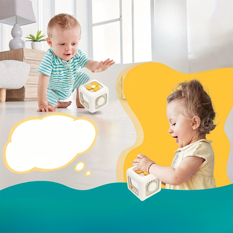 6-in-1 Busy Board | Motorische Ontwikkeling & Educatief Speelgoed voor Kinderen in Wit/Geel