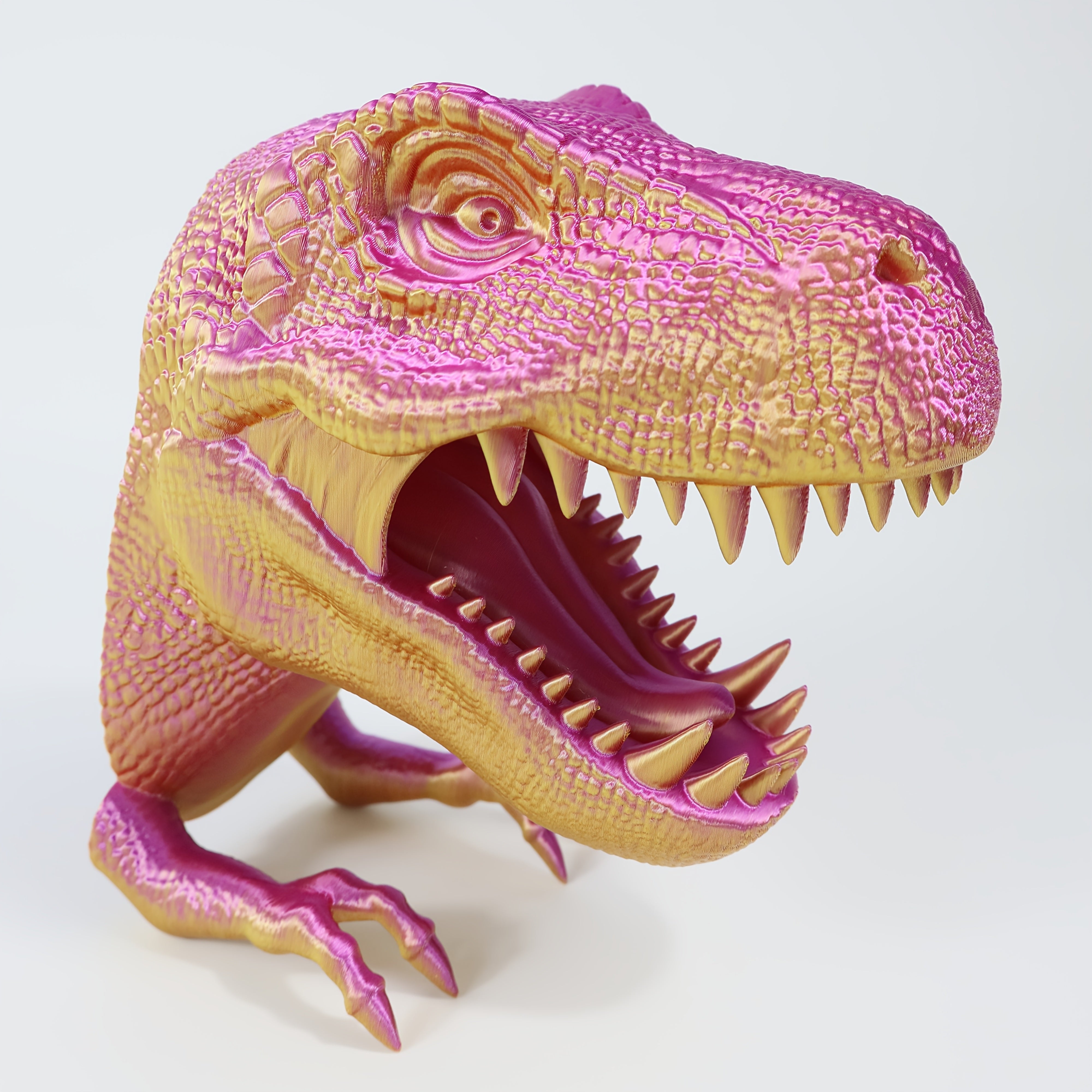 Stoere 3D Geprinte T-Rex Muurdecoratie voor Jongens en Mannen - Roze Dinosaurus Kunstwerk voor Kinderkamer, Kantoor of als Cadeau voor Vaderdag en Halloween