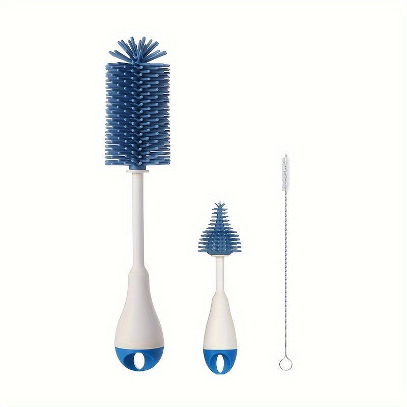 3-in-1 Siliconen Fles Borstel Set | Speen Rietjesborstel voor Drinkbekers