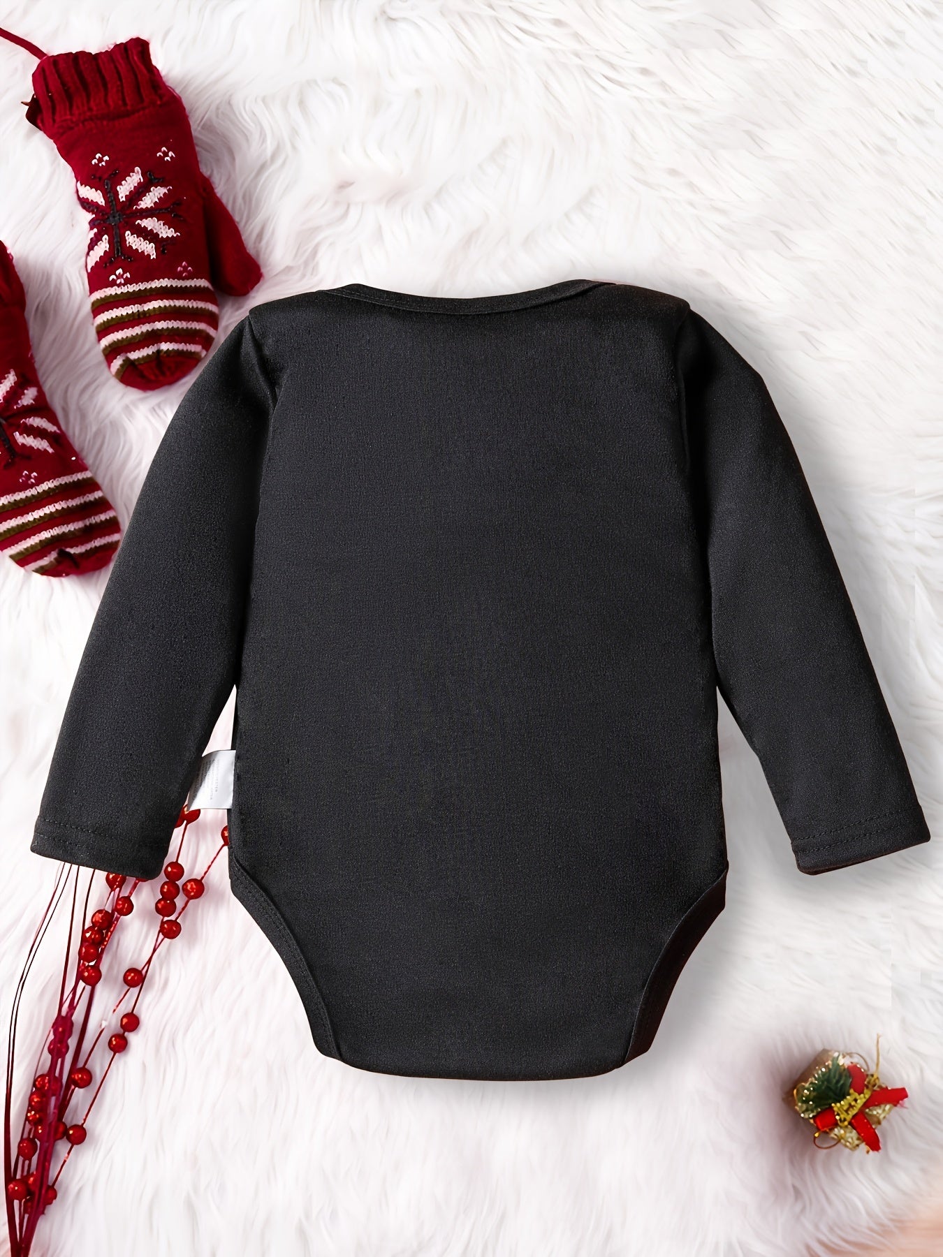 'Mijn 1e Kerst' Kerstman Print Romper met Lange Mouwen voor Kinderen | Zachte, Comfortabele Polyester Baby Onesie voor Kerstmis, Dagelijks Gebruik, Feestdagen en Fotoshoots