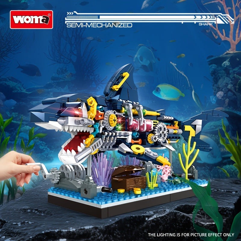 Bouwstenen Mechanische Haai – 3D Puzzel Model van Witte Haai, Moeilijke Educatieve Bouwset voor Kinderen