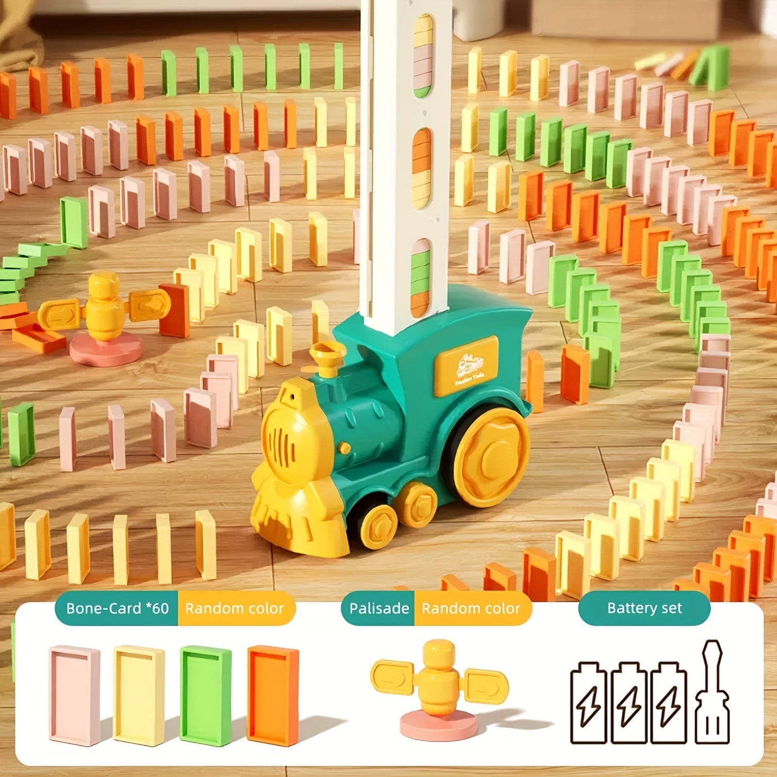 Automatische dominotrein | Creatief speelgoed met licht en geluid, bouwstenenset voor kinderen