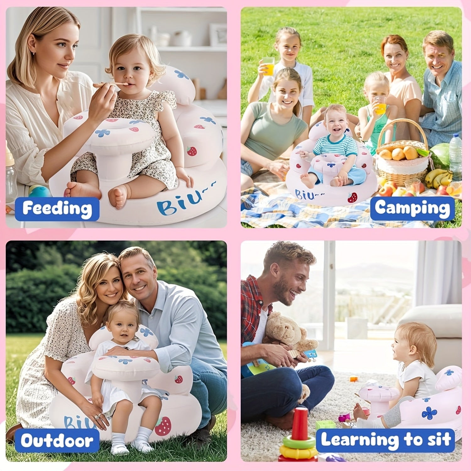 Baby oefenstoel opblaasbaar | PVC wit kinderstoel