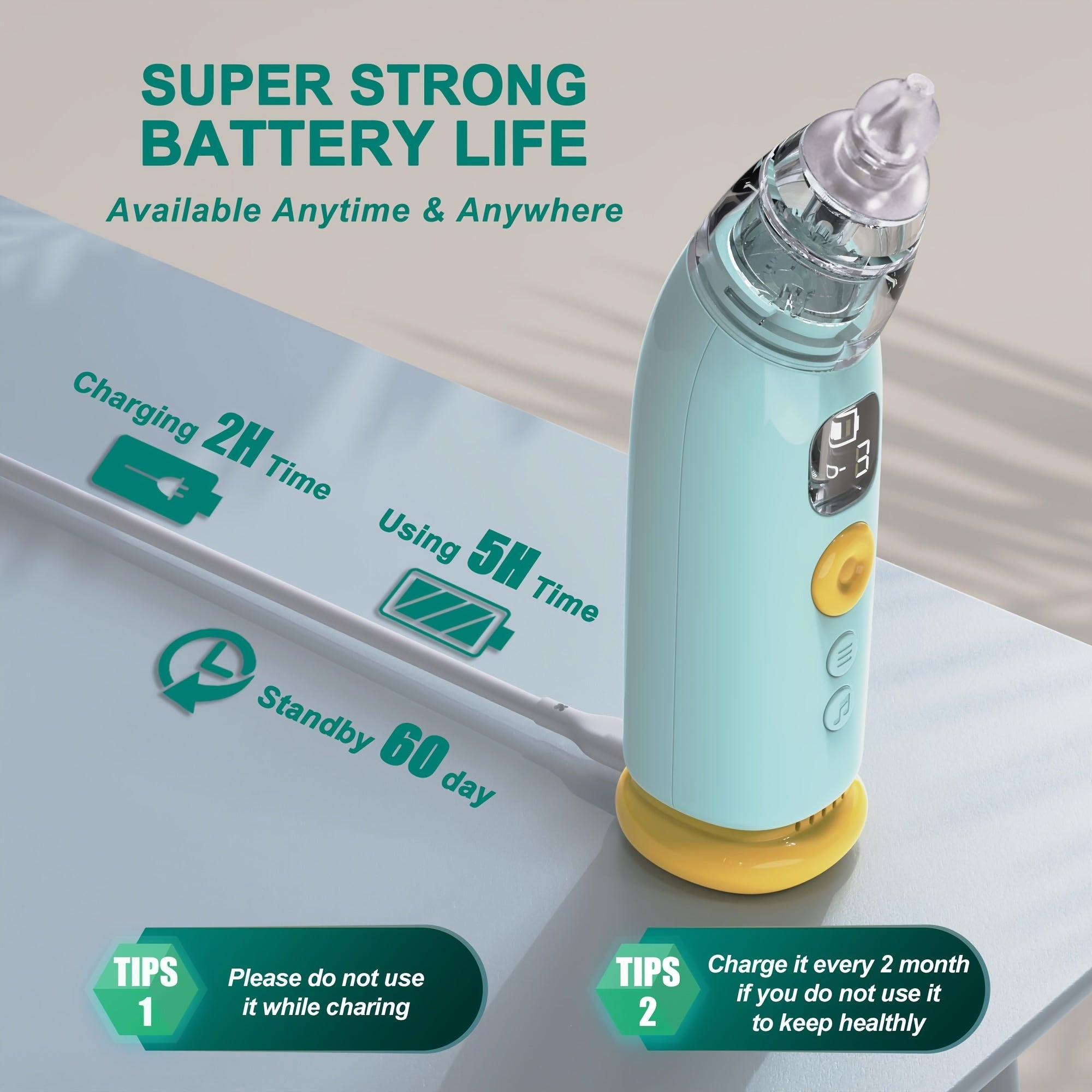 Draagbare Elektrische Neusaspirator | 3 Verstelbare Zuigniveaus Neusreiniger Snotzuiger met Muziek & Licht voor Baby