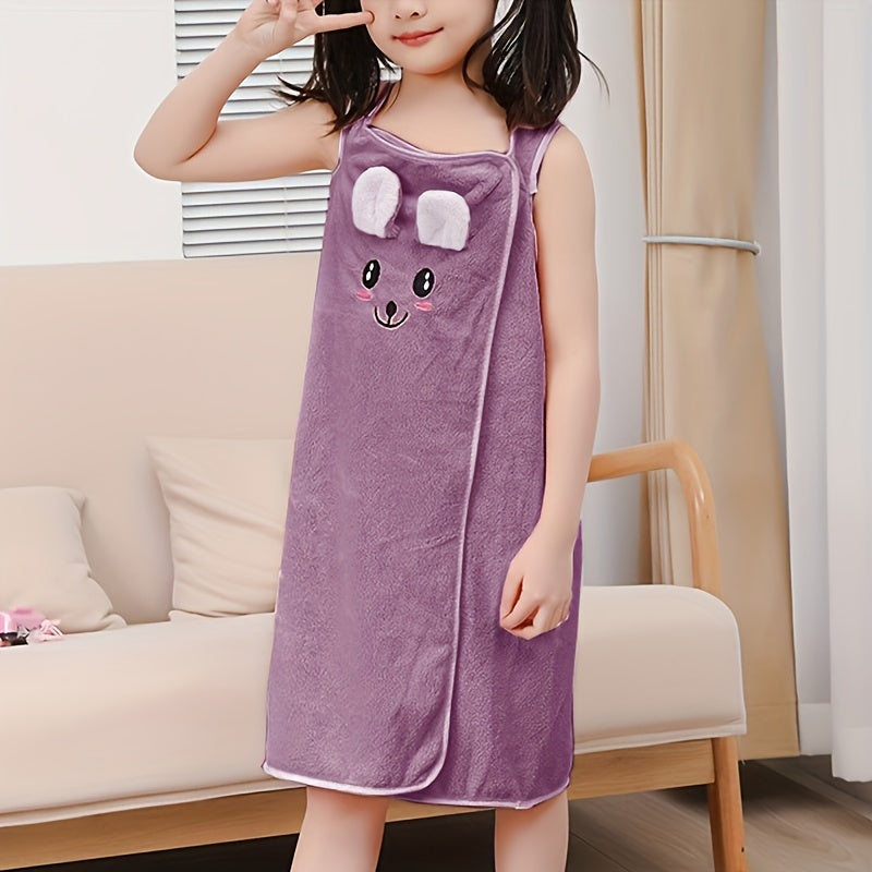 Schattige Bunny Ears Badjas voor Kinderen | Super Absorberend & Sneldrogend | Dikke Warme Polyesterstof | Handdoek Wrap met Drukknopen en Dubbele Gesp