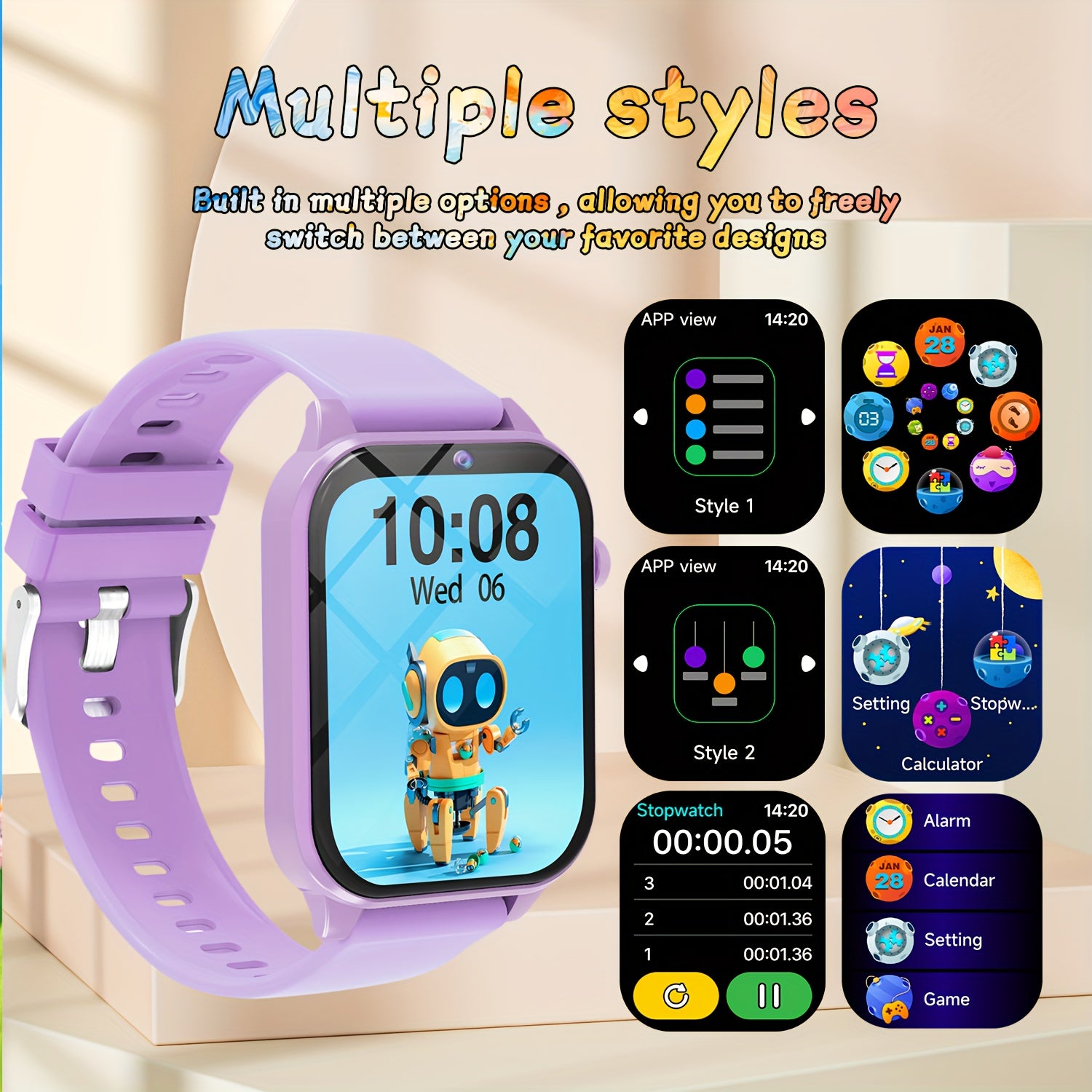 Educatieve Smartwatch voor Kinderen | HD Camera, 18 Spellen & Videorecorder – USB Oplaadbaar Cadeau voor 6-12 Jaar