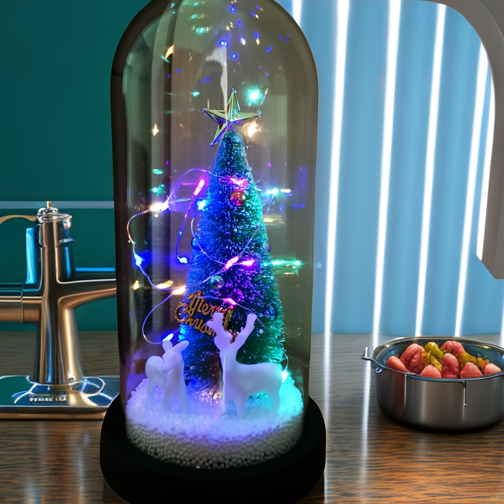 Eeuwige Verlichte Kerstboom met Kerstman en Rendieren | Kerstdecoratie op AAA-batterijen