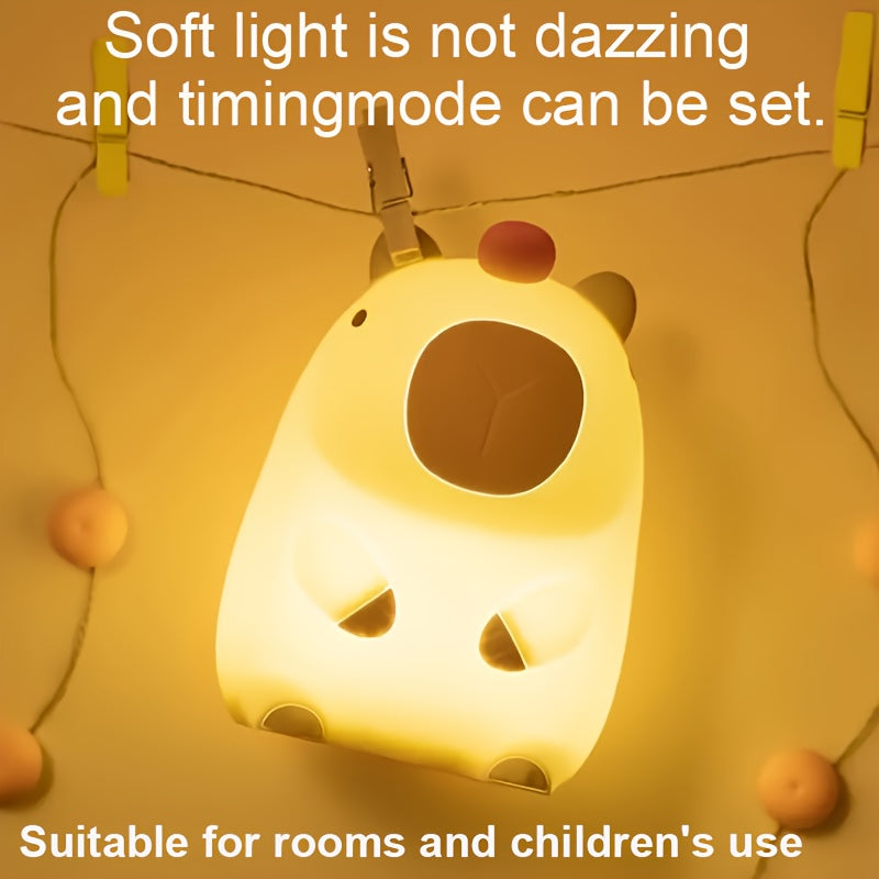 Oplaadbaar Capibara Nachtlampje voor Kinderen en Volwassenen - Dieren Siliconen Lamp met Touch Control - Modern Bedside Lamp voor in de Slaapkamer
