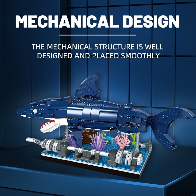 Bouwstenen Mechanische Haai – 3D Puzzel Model van Witte Haai, Moeilijke Educatieve Bouwset voor Kinderen
