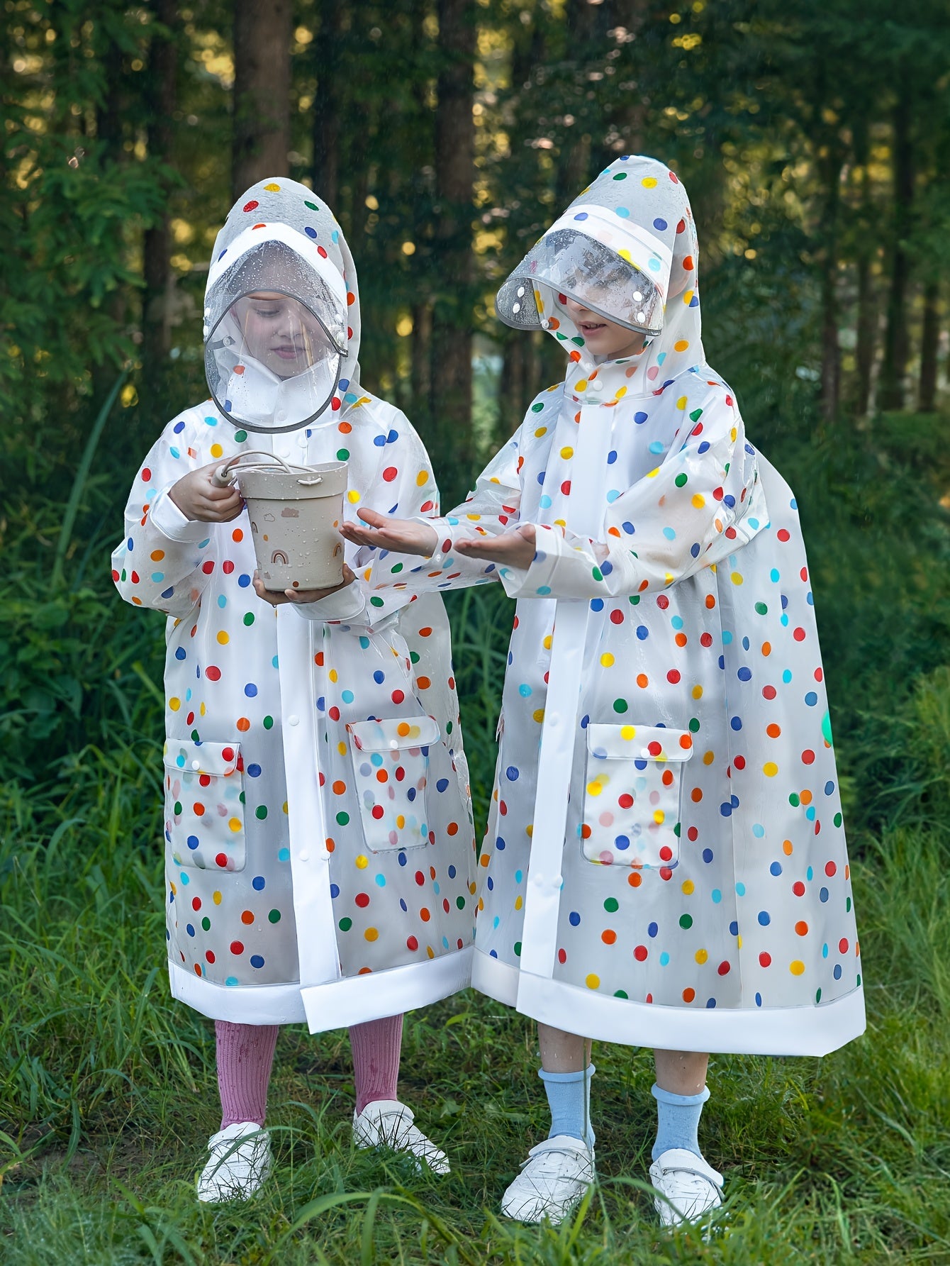 Regenjas met stippen kinderen | Poncho met capuchon