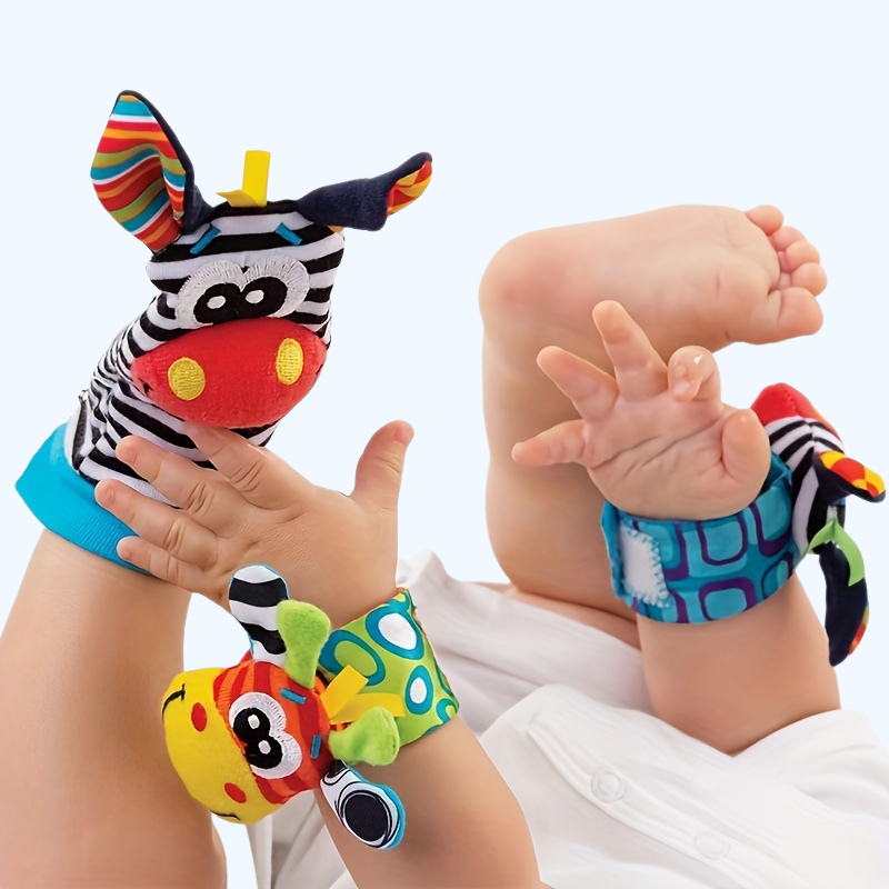 Nieuwborn Baby Dierenarmband & Rammelaar Horloge Set met Sokken - Baby Puzzel Speelgoed