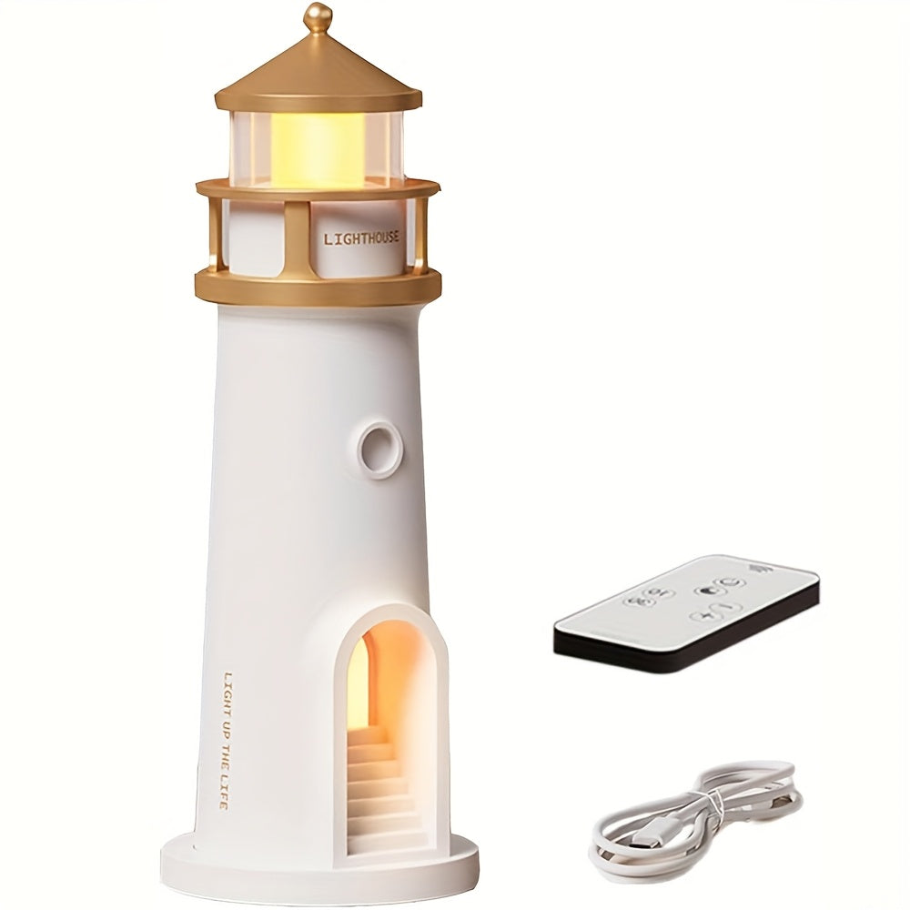 Vuurtoren nachtlamp | USB oplaadbaar met maanprojectie