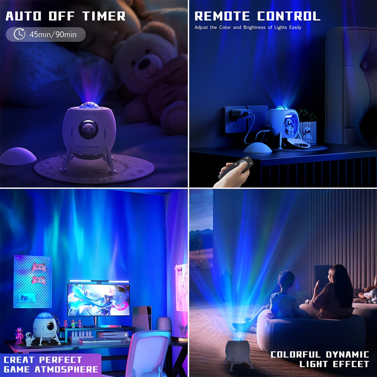 Astronaut Galaxy Licht Projector |  Plafond Nachtlampje met Timer, Voor Slaapkamer