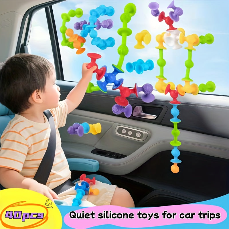 40-delige zuignap bouwset|Kleurrijk sensorisch speelgoed zonder batterijen