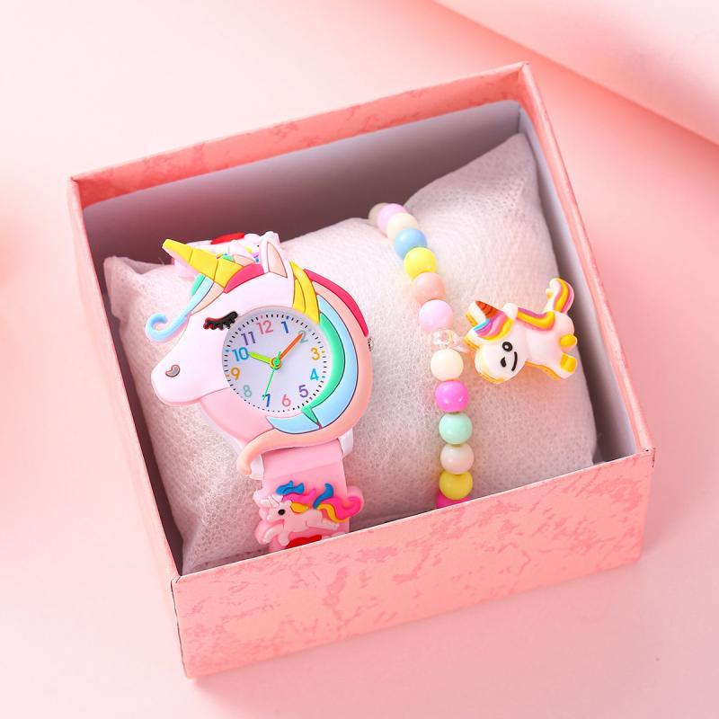 Eenhoorn Cadeauset (2 St.) | Horloge & rijstkraalarmband – Schattig cadeau