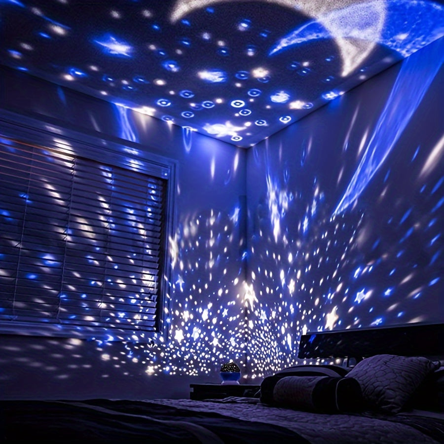 360° Roterende Maan en Sterren Projector | 12 Kleuren Wisselende Lichtmodi Lichteffect Lamp Perfect Cadeau voor Elke Gelegenheid