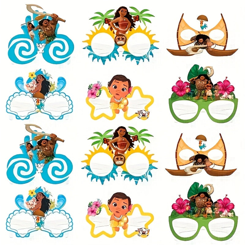 12-delige Feestset Moana Thema | Papieren Brillen & Decoraties | Party Accessoires voor Verjaardag & Feest
