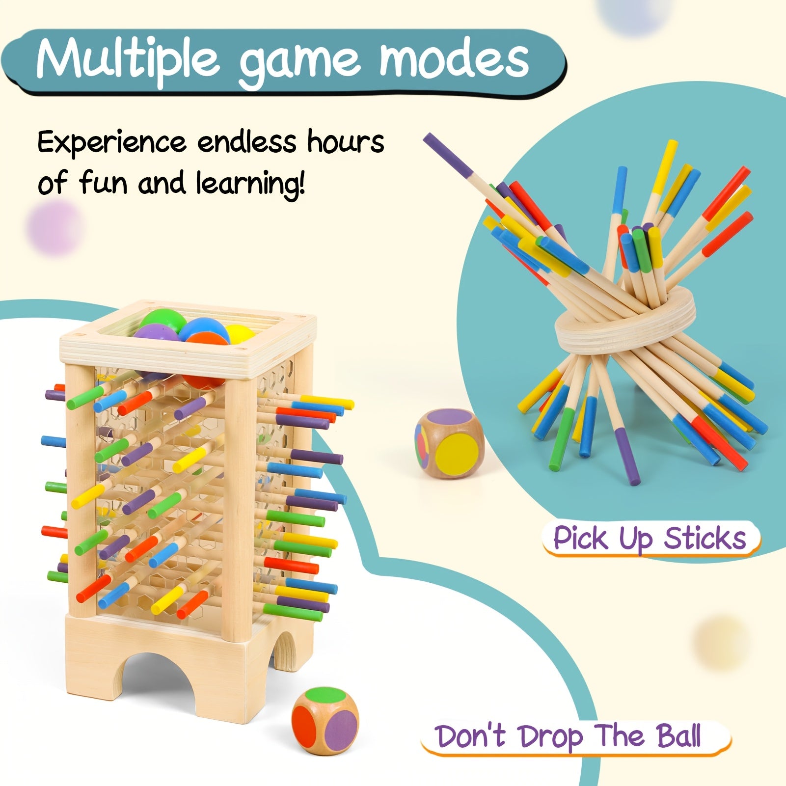 Houten Stok- en Ballenspel | Educatief Strategiespel voor Gezin (3+ Jaar)