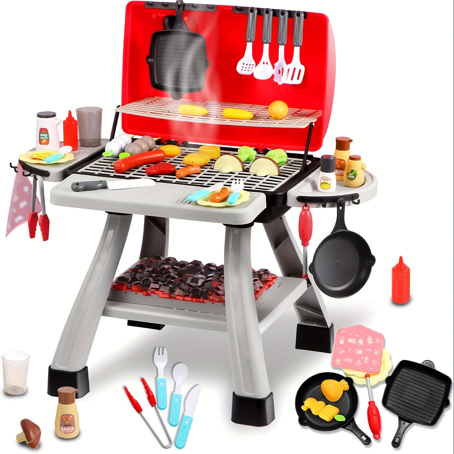 BBQ Keuken Speelset voor Buiten | Grill Speelgoed met 2-Lagen – Interactief Kookspel voor Kinderen 3 Jaar en Ouder