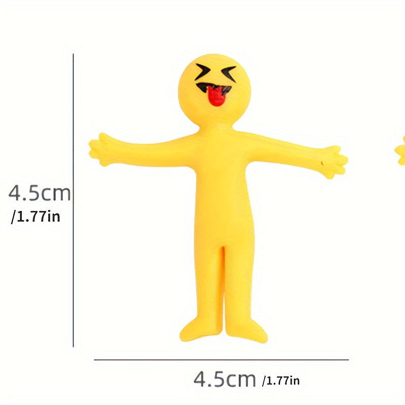 25x Gele Rekbare Poppetjes | Vrolijke Gezichten | Zacht Rubber | Vouwbaar voor Feestdecoraties