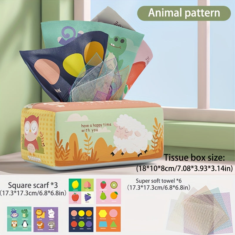 6-12 Maanden Baby Speelgoed | Zachte Tissue Doos en Hoog Contrast Geplooide Papieren Sensory Zijde Sjaal | Perfect voor Sensory Ontwikkeling & Vroeg Leren