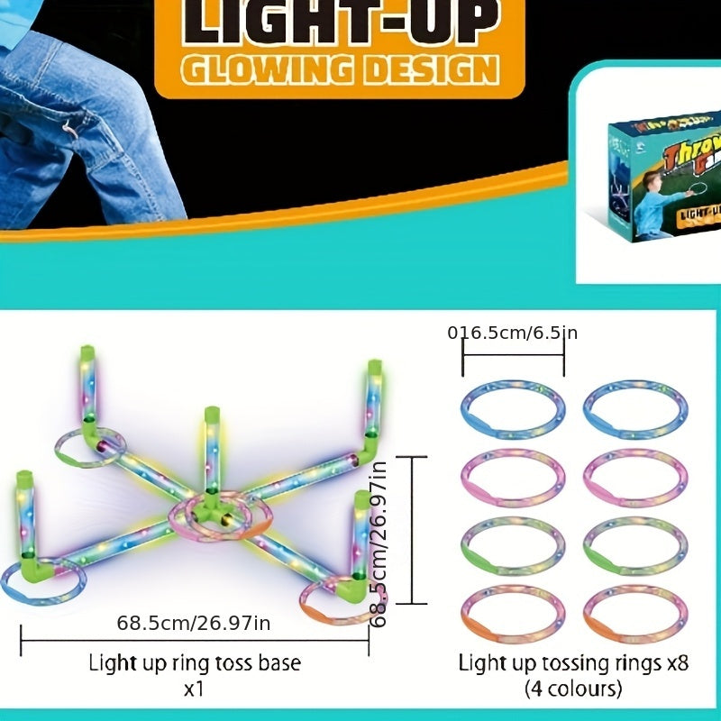 Glow Ring Toss LED Werpspel voor Kinderen – Educatief Lichtgevend Spel voor Binnen & Buiten, Familieplezier vanaf 3 Jaar