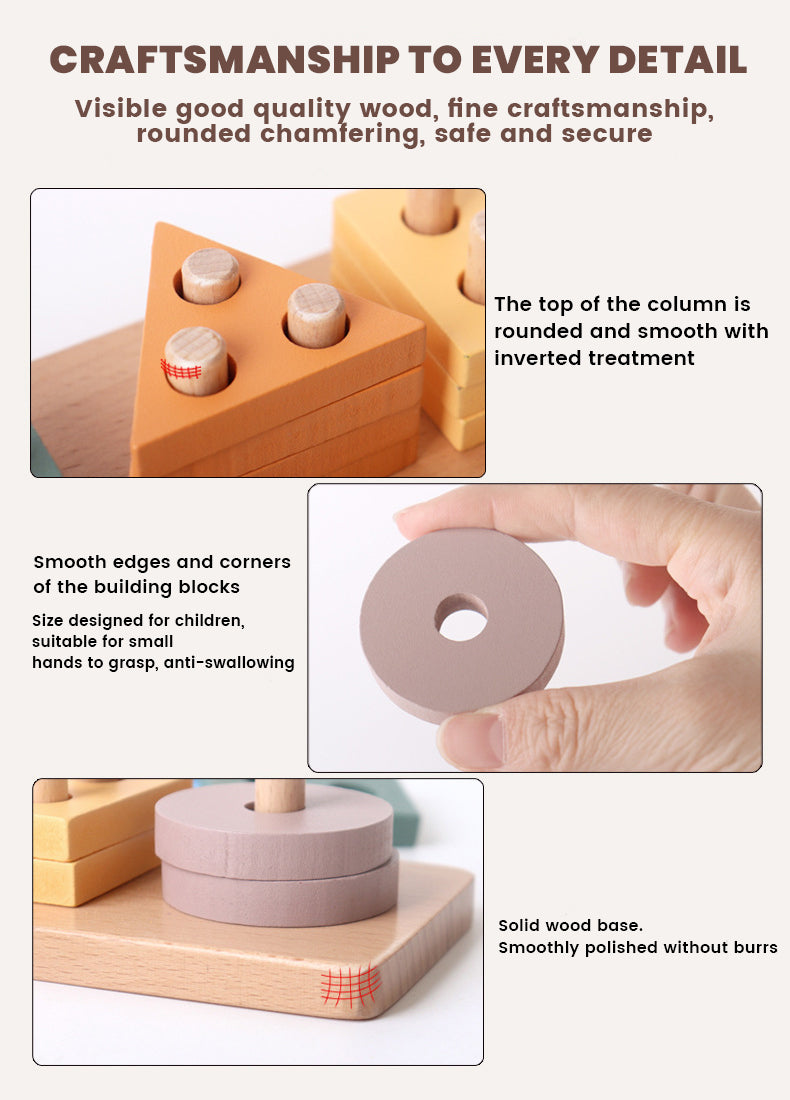 Montessori Houten Geometrische Stapelaar