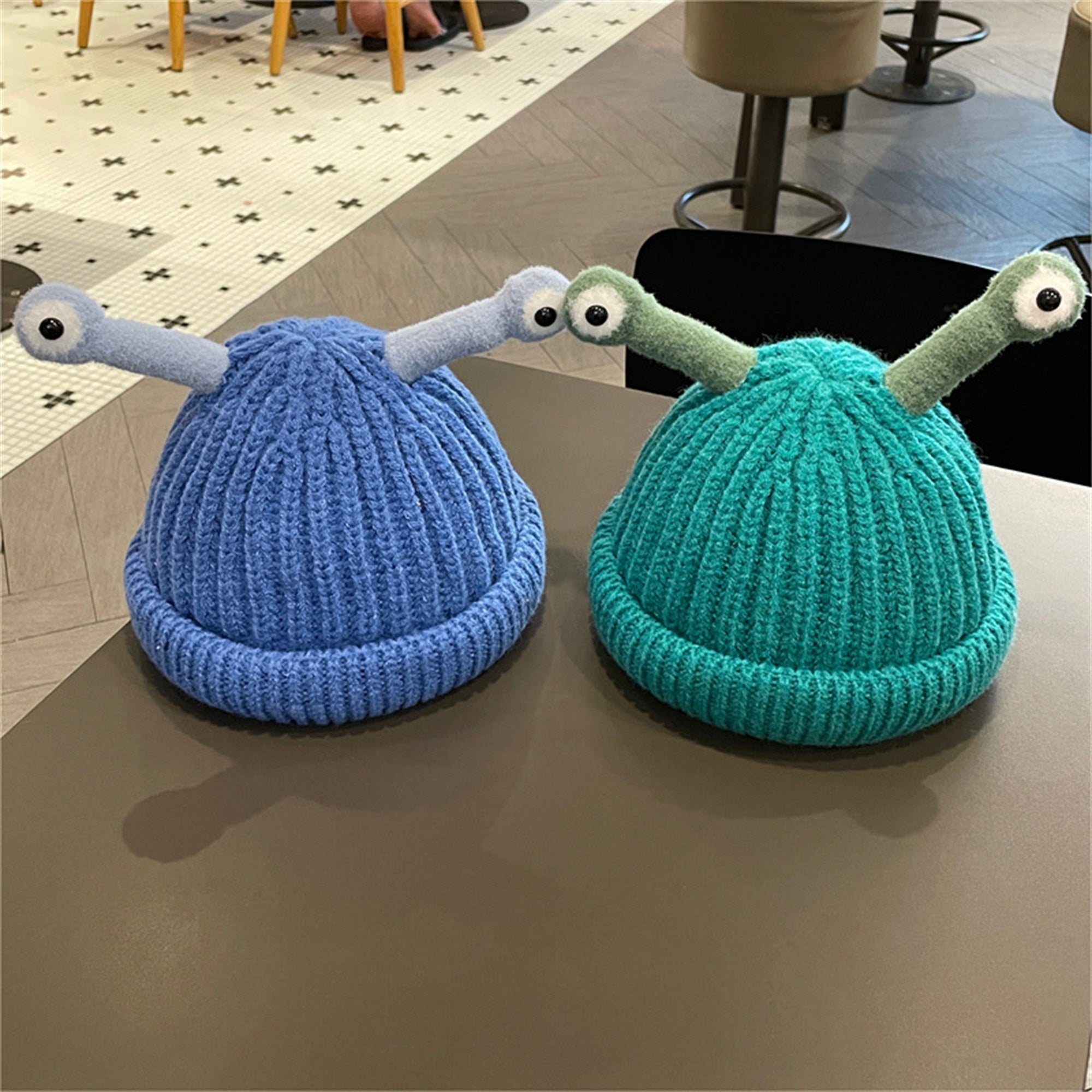 Grappige Muts met Slakkenoogjes voor Baby en Peuter - Warme Gebreide Beanie voor Kinderen 0-3 Jaar Jongens en Meisjes - Accessoire Hiver Bébé