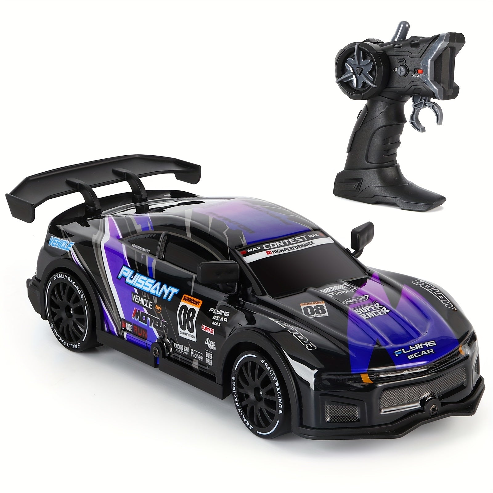 Hoogsnelheids RC Driftauto met Knipperende LED-lampjes – Driftmodus, USB-oplaadbare Li-Po Batterij, Stevig Chassis – Racen voor Kinderen en Volwassenen