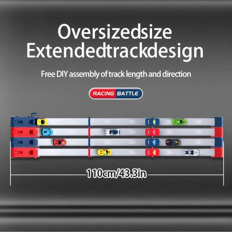 Racebaan Speelset voor Kinderen met 2 Banen en 4 Auto's - Educatief Bouwpakket en Interactief Spel voor Jongens en Meisjes - Perfect Verjaardagscadeau