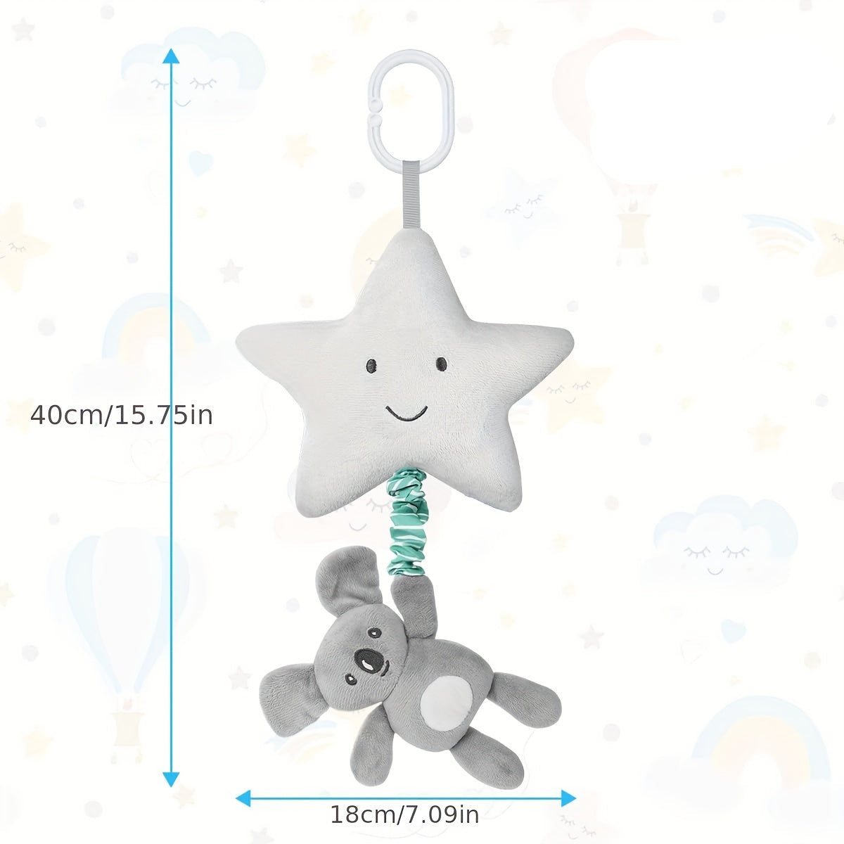 Zachte Pluche Pentagram Muziek Speelgoed voor Baby's | Hangend Bed en Kinderwagen Speelgoed, Geschikt voor 0-3 Jaar, Gemaakt van Polyestervezel