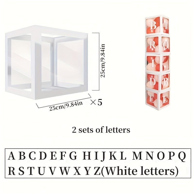 5-Pack Aanpasbare Letterballon Dozen | Papieren Blokkendoos Kit Dubbele Alfabetset (A-Z) voor Gepersonaliseerde Feestdecoraties