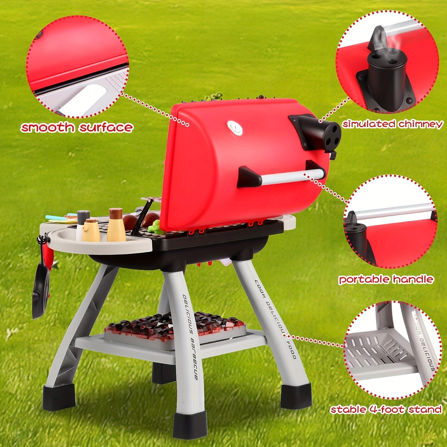 BBQ Keuken Speelset voor Buiten | Grill Speelgoed met 2-Lagen – Interactief Kookspel voor Kinderen 3 Jaar en Ouder