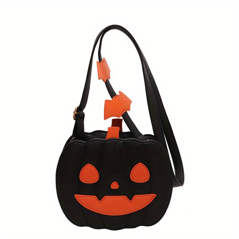 Pompoen halloween schoudertas - grappige crossbody bag in contrasterende kleuren | perfect festival accessoire