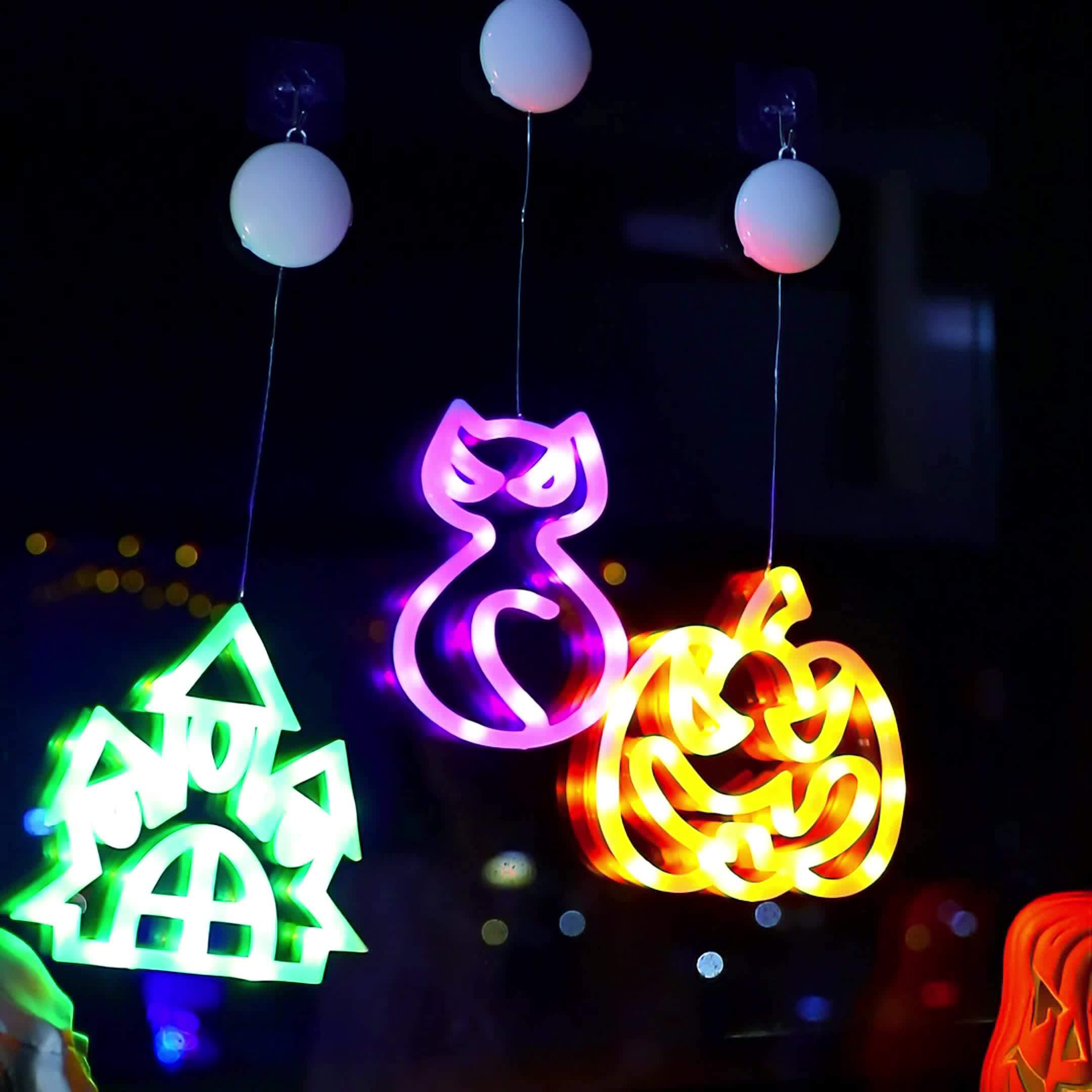3 stuks Halloween LED lichtsnoer | Pompoen, huis & hoed decoratie, batterijen aangedreven
