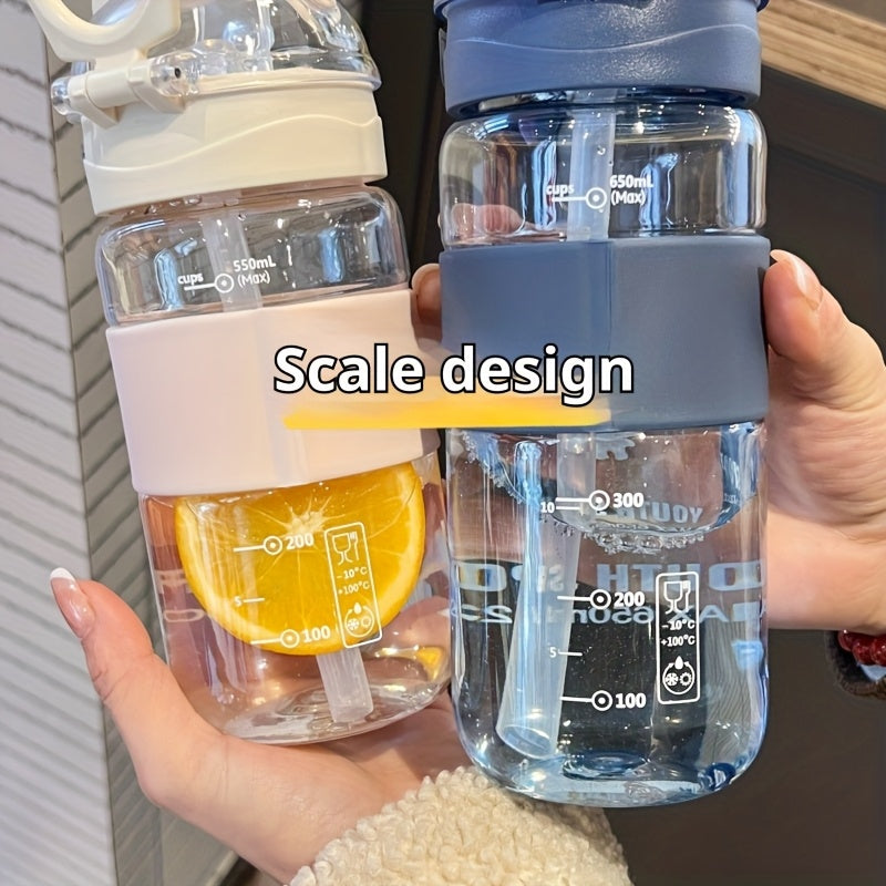 650ml beren drinkfles | Cartoon waterfles met rietje & handvat