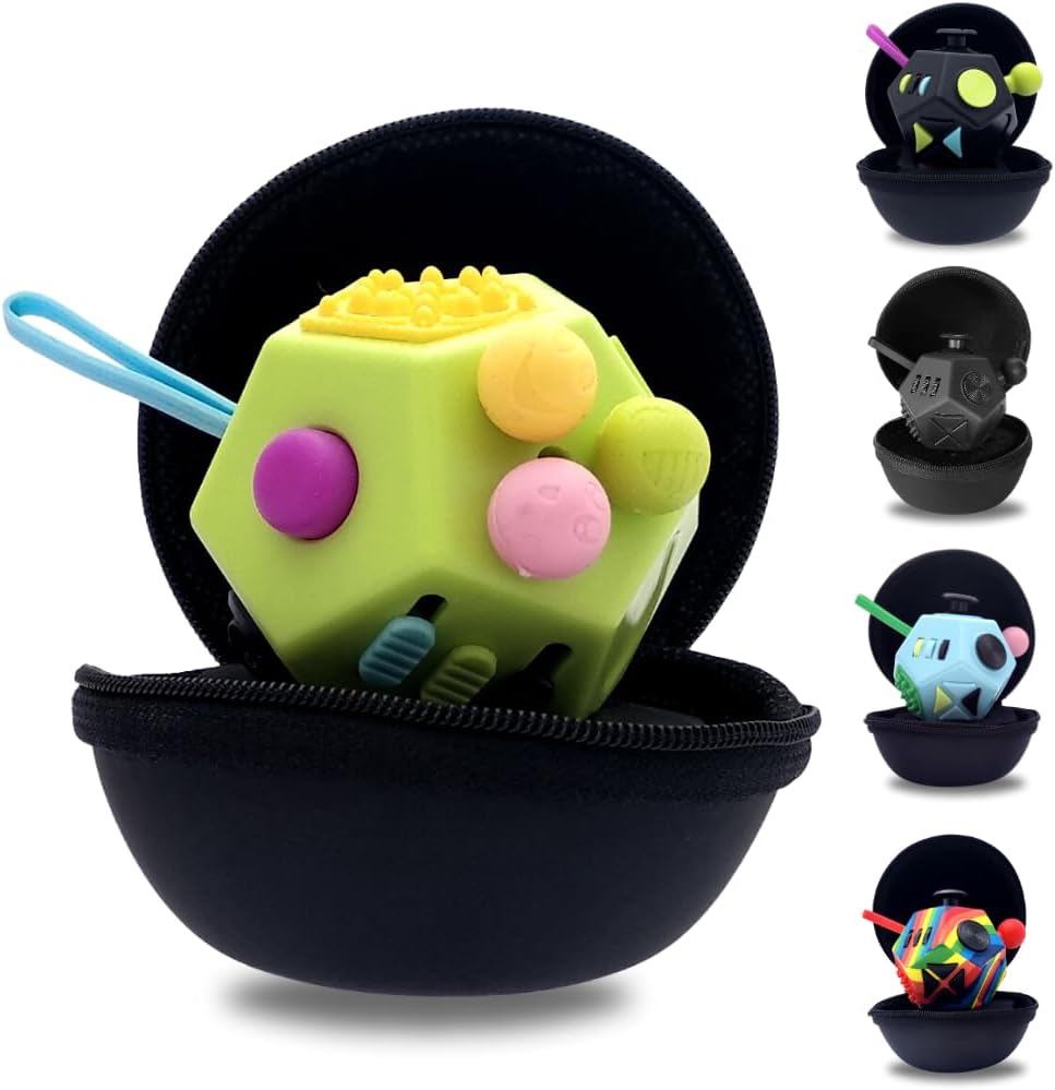 Fube Fidget Cube – 6-zijdige Anti-Stress Kubus met Etui, Kinderen & Volwassenen