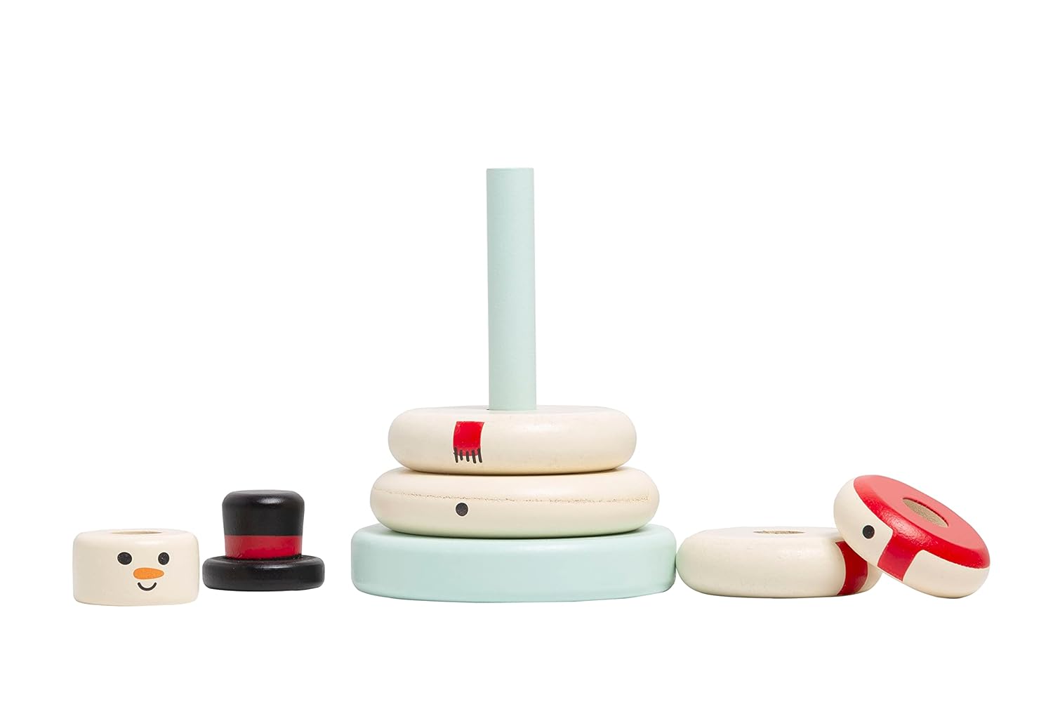 Kerst sneeuwpop stapeltoren | Houten educatief speelgoed