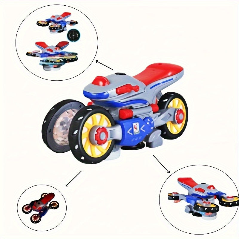 360° stuntmotor met licht en muziek - Duurzaam speelgoed voor kinderen vanaf 3 jaar.