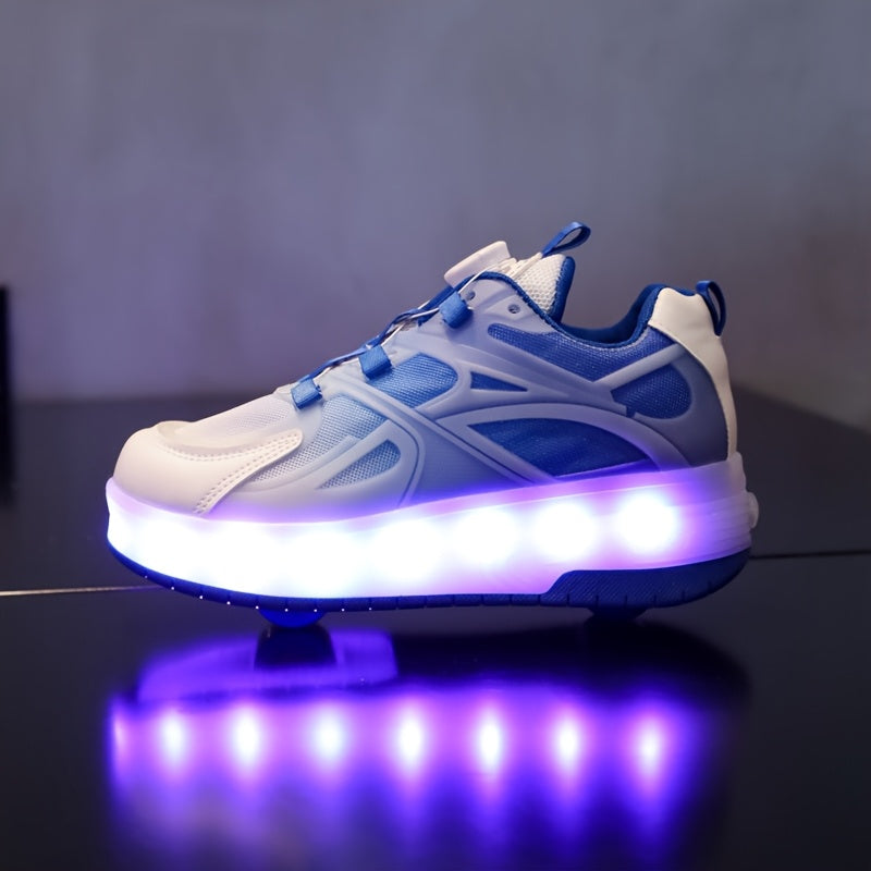 Sneakers met LED-licht | Glow-in-the-Dark Schoenen met USB & Wielen | Verstelbare Roller Schoenen voor Kinderen