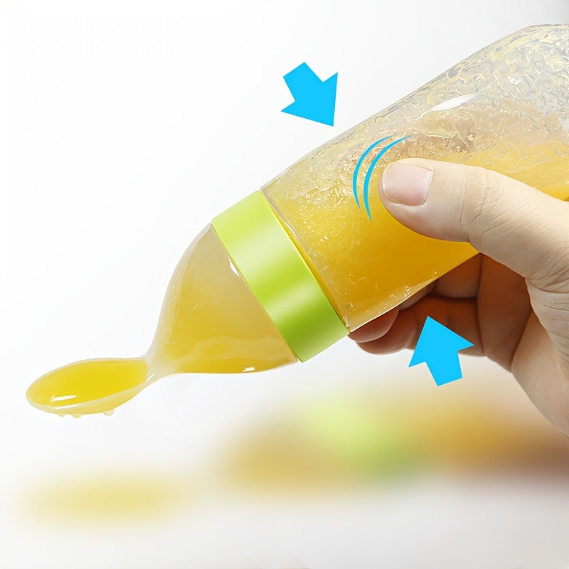 Silicone Baby Voedingsfles met Knijplepel, Multifunctioneel voor Melk, Voedingssupplementen, Geneesmiddelen - Verkrijgbaar in Wit, Blauw, Groen, Felroze
