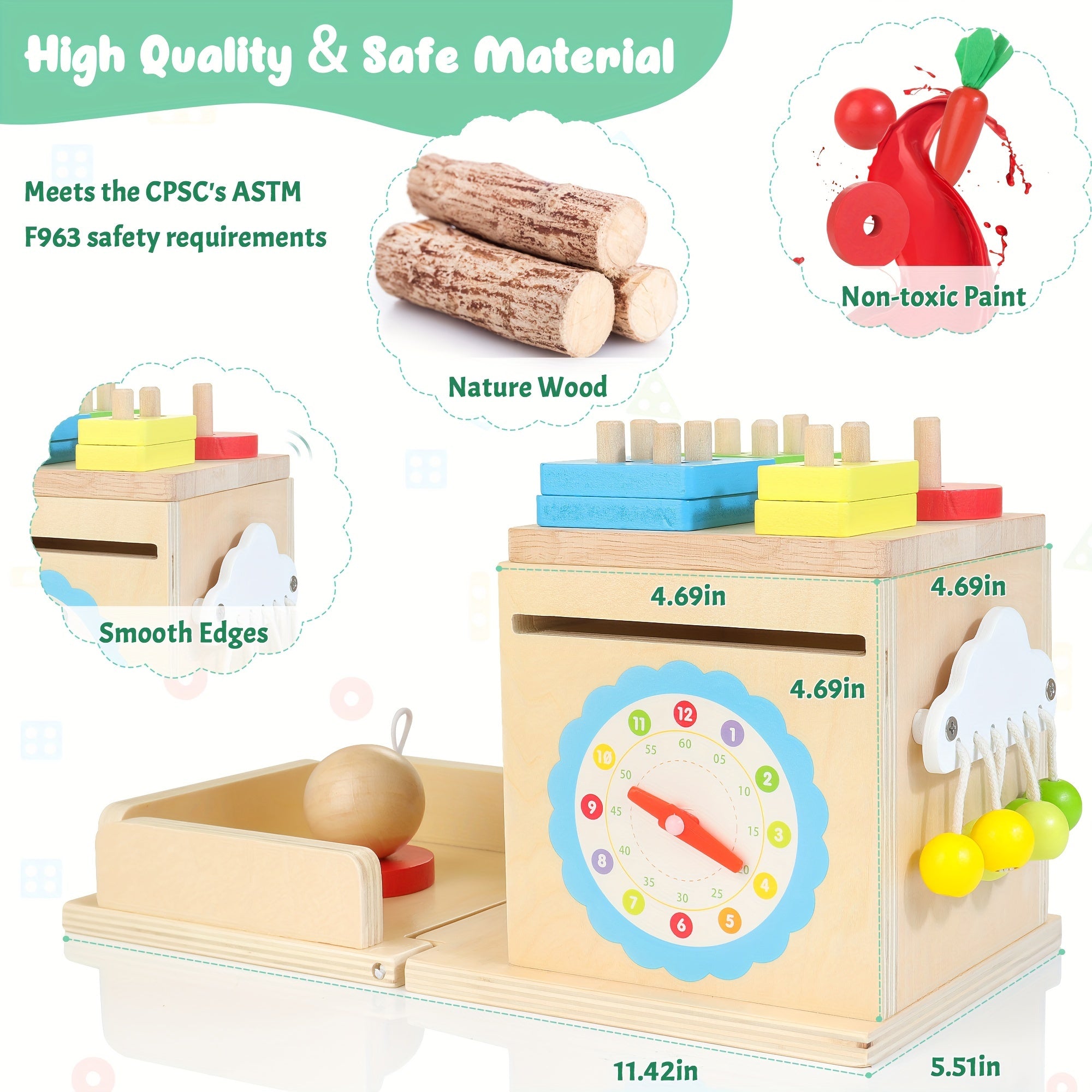 Houten Educatieve Speelset | 8-in-1 Montessori Ontwikkelingsspeelgoed