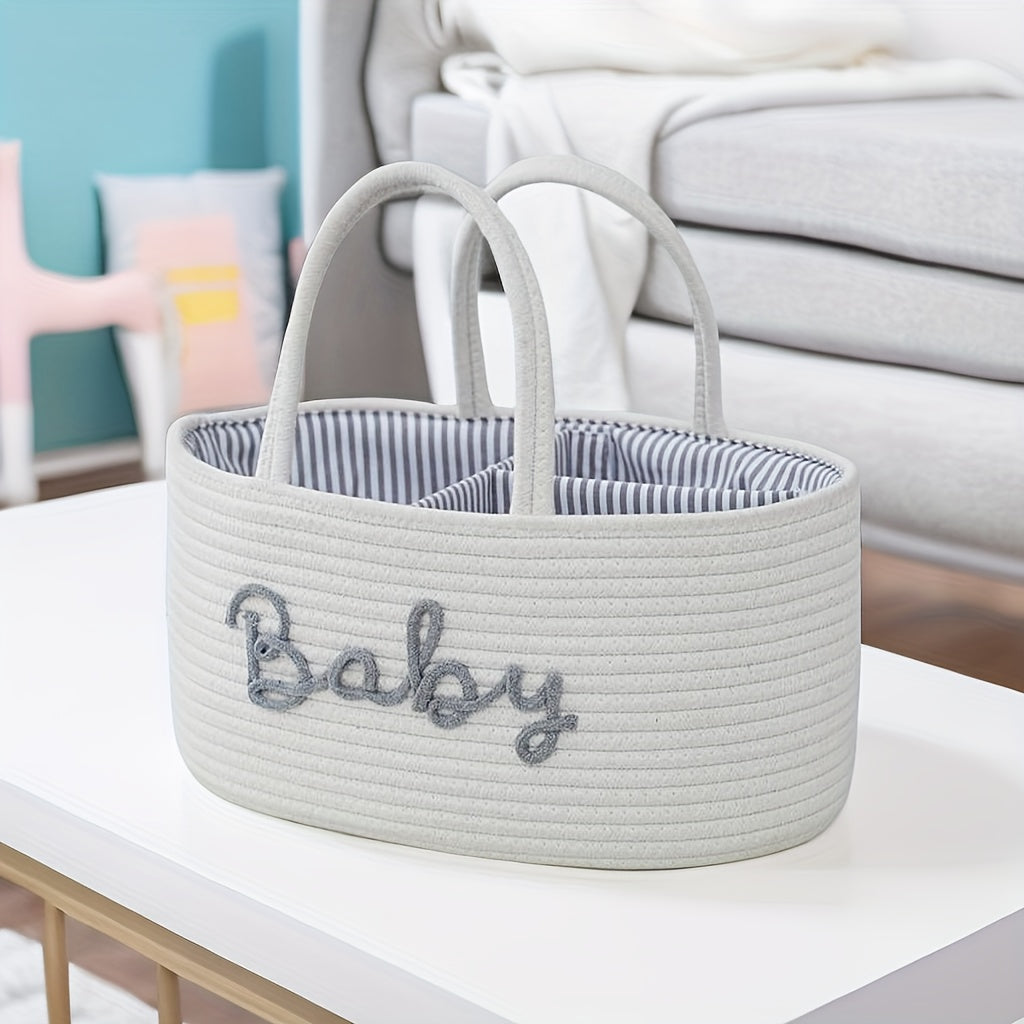 Geweven Opbergmand | 3 Compartimenten Draagbare Opbergmand | Fles- en Luier Organiser voor Moeder en Baby | Badkamer Opbergmand voor Zwembad Accessoires